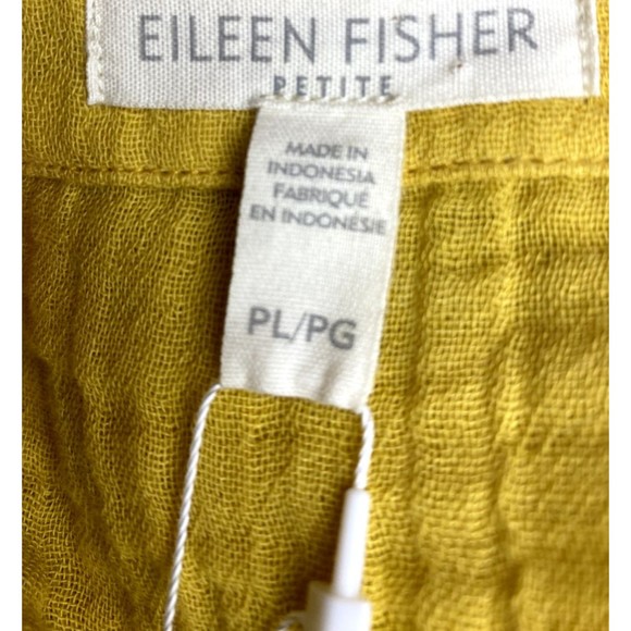 F. Eileen Fisher Organic Cotton Top L Yellow Blouse 3/4 Sleeve NWT $168 - Picture 8 of 11